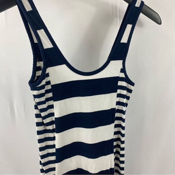 FRENCH CONNECTION Women NAVY BLUE & WHITE FUN STRIPED LONG MAXI DRESs Size 4 EUC - Picture 3 of 10